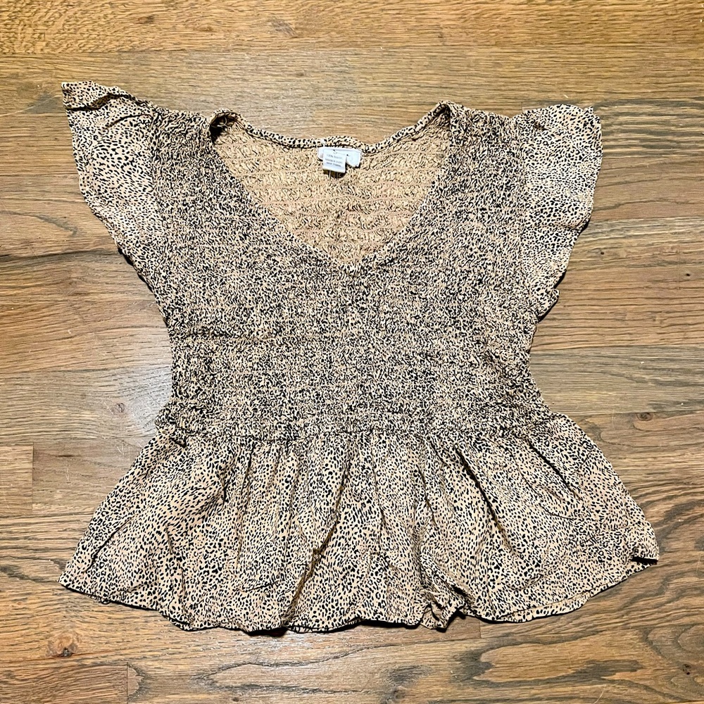 Tan animal print top size small